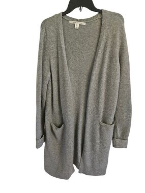 Max Studio Acrylic Wool Blend Open Front Cardigan Sweater Gray M